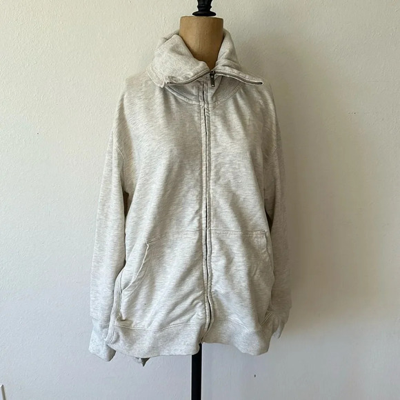 Free Poeple Movement sz L Baseline Zip Up Jacket Oatmilk zip front sweatshirt - Picture 2 of 11